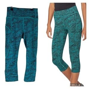 Lululemon In Movement Crop *‎ Everlux 19" Kitakami Spirit Green Black Size 4